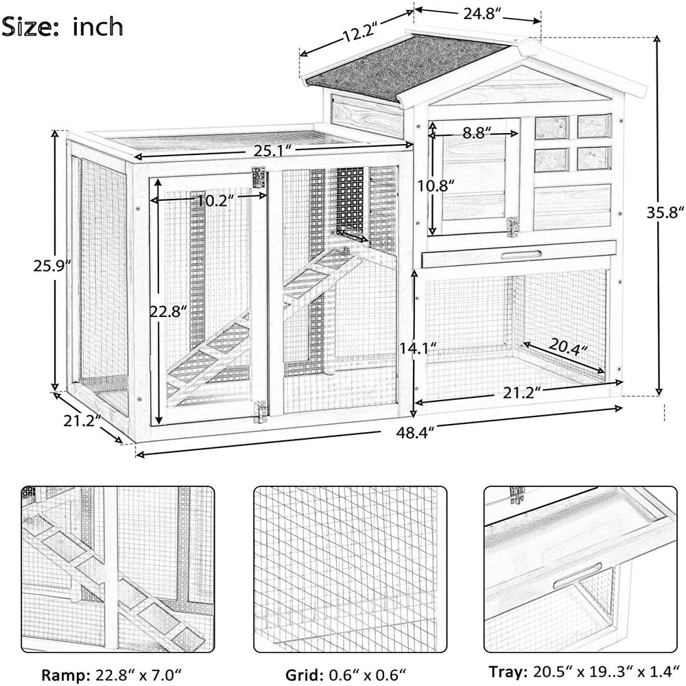 Anysun Small Animal Habitat Cage, Weatherproof, Wood, 48" L Animals & Pet Supplies > Pet Supplies > Small Animal Supplies > Small Animal Habitats & Cages General   