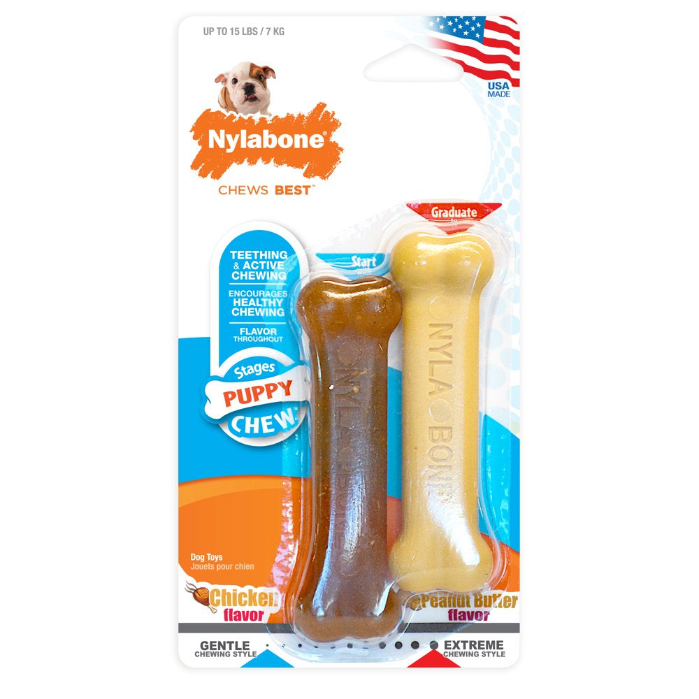 Nylabone Classic Puppy Chew Flavored Durable Dog Chew Toy Bones X-Small/Petite (2 Count) Animals & Pet Supplies > Pet Supplies > Dog Supplies > Dog Toys Central Garden and Pet   