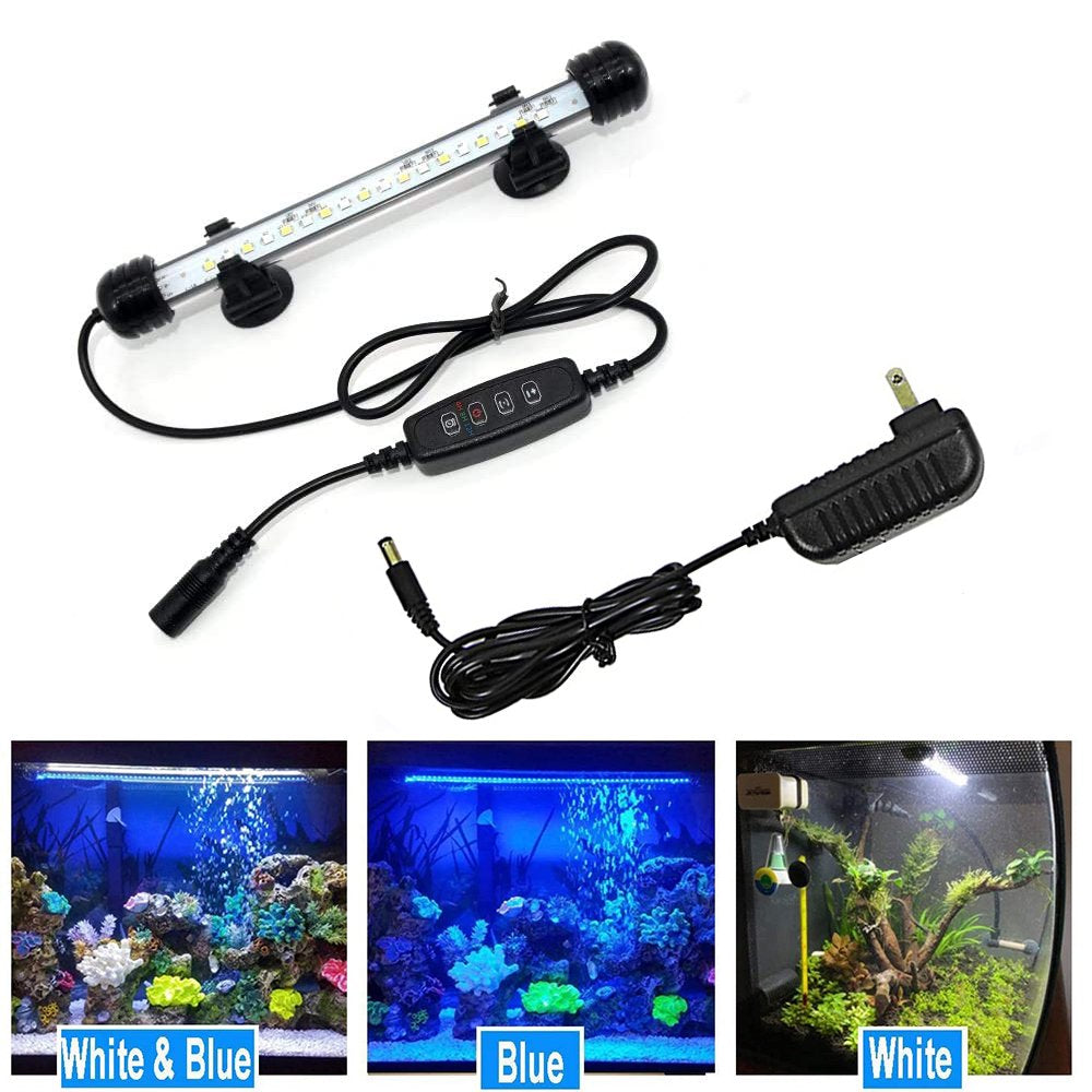 DONGPAI 18/28/37/48Cm LED Aquarium Light, Timer Submersible Fish Tank Light, 3 Light Modes White & Blue LED Aquarium Light Bar Animals & Pet Supplies > Pet Supplies > Fish Supplies > Aquarium Lighting DONGPAI   