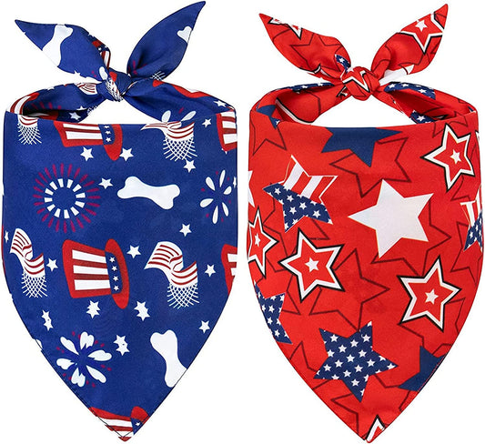 Pets Vv 2 Pack 4Th of July Dog Bandana, Americ-An Flag Patriotic Dog Bandanas USA Triangle Bibs Scarf Accessories for Small Medium Dogs Cats Pets Animals, Labor Day Accessories Animals & Pet Supplies > Pet Supplies > Dog Supplies > Dog Apparel Pets vv   