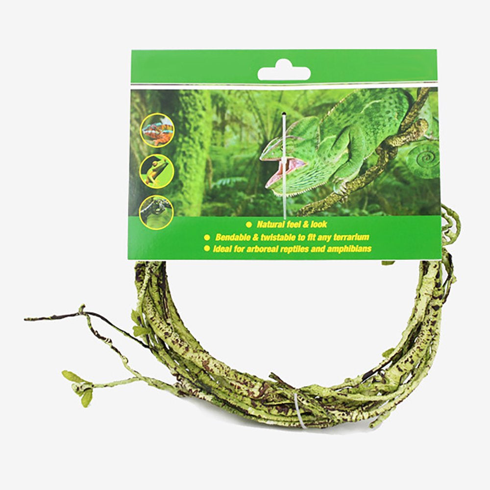 Huntermoon Flexible Plastic Plant Pet Habitat Decoration Reptile Plants Amphibian Geckos Frogs Snake Bendable Jungle Climbing Vine