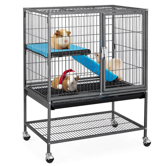 Easyfashion Single Unit Small Animal Cage Critter Nation Cage Black