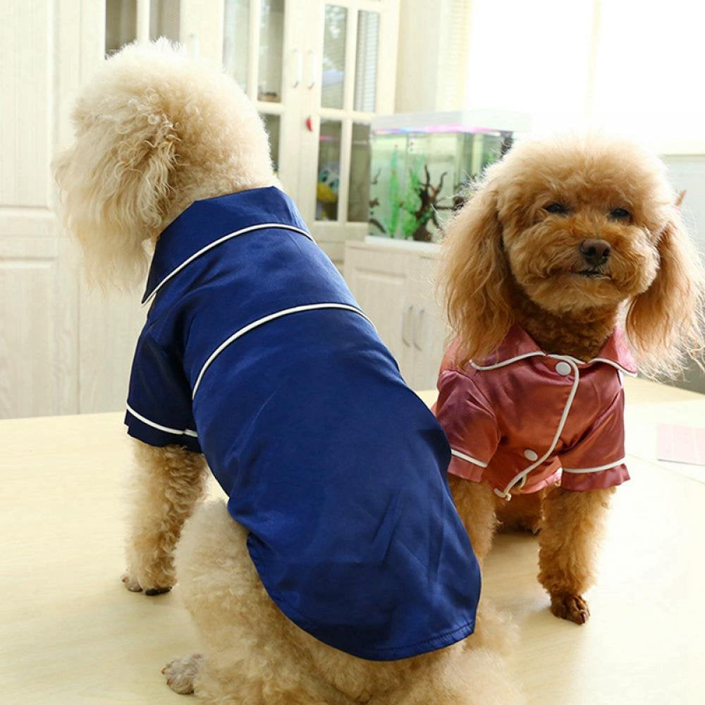 Pet Cat Dog Pajamas Soft Silk Clothes Apparel Small Puppy Jumpsuit Sleepwear,Dark Blue Color,S Size Animals & Pet Supplies > Pet Supplies > Dog Supplies > Dog Apparel Echenor   