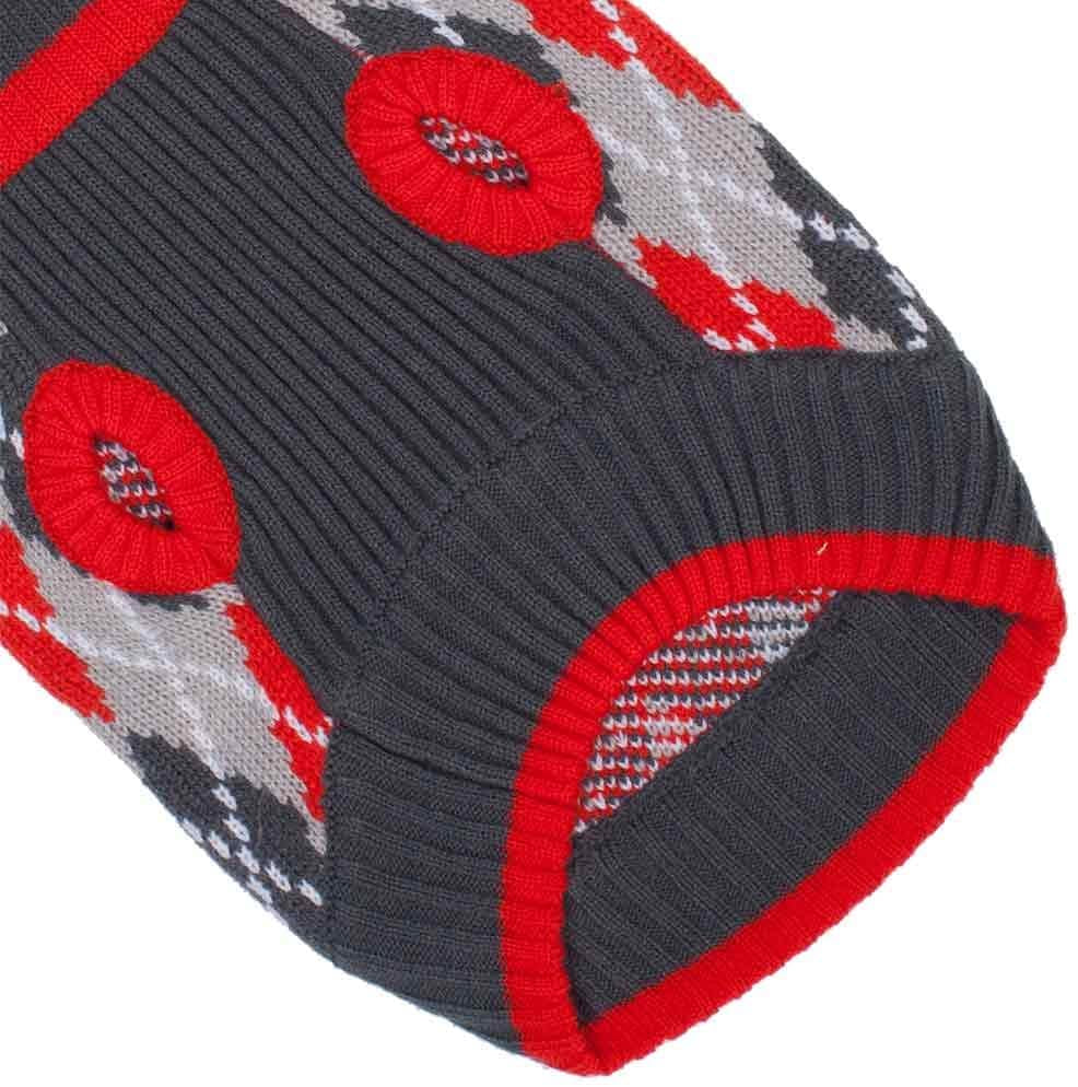 Blueberry Pet Chic Argyle All over Dog Sweater in Charcoal and Scarlet Red, Back Length 12", Pack of 1 Clothes for Dogs Animals & Pet Supplies > Pet Supplies > Dog Supplies > Dog Apparel Blueberry Pet   