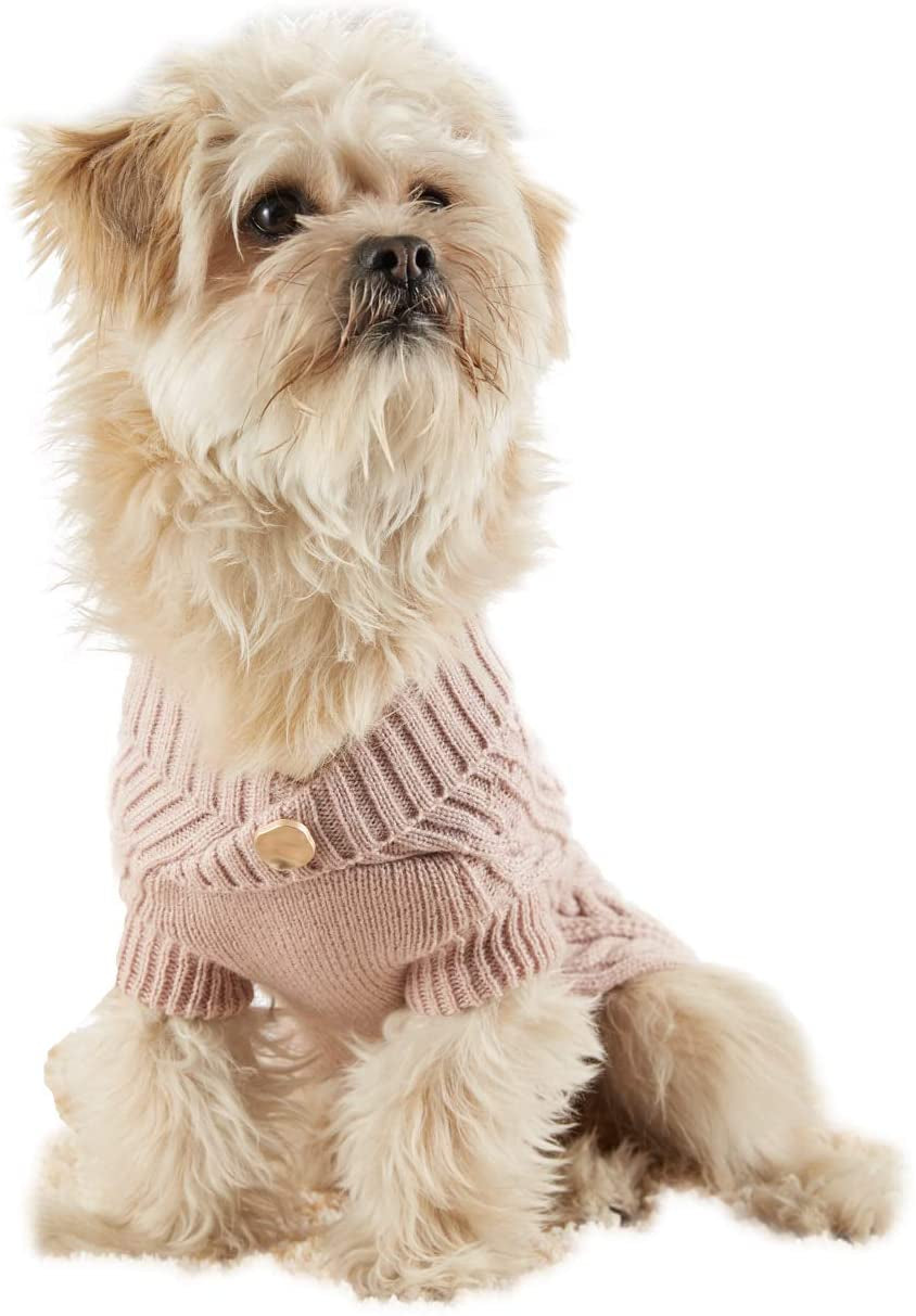 Classic Cable Knit Pet Dog Cat Sweater Warm Dog Sweater Small Dog Sweaters Pet Sweater Dog Winter Clothes (M, Pink) Animals & Pet Supplies > Pet Supplies > Dog Supplies > Dog Apparel yunqi PINK 1 Large