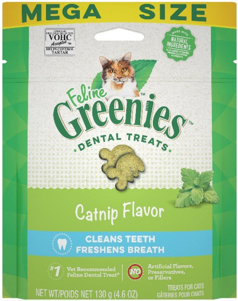 FELINE GREENIES Adult Natural Dental Care Cat Treats, Catnip Flavor, 9.75 Oz. Tub Animals & Pet Supplies > Pet Supplies > Cat Supplies > Cat Treats Mars Petcare 13.8 oz (3 x 4.6 oz)  