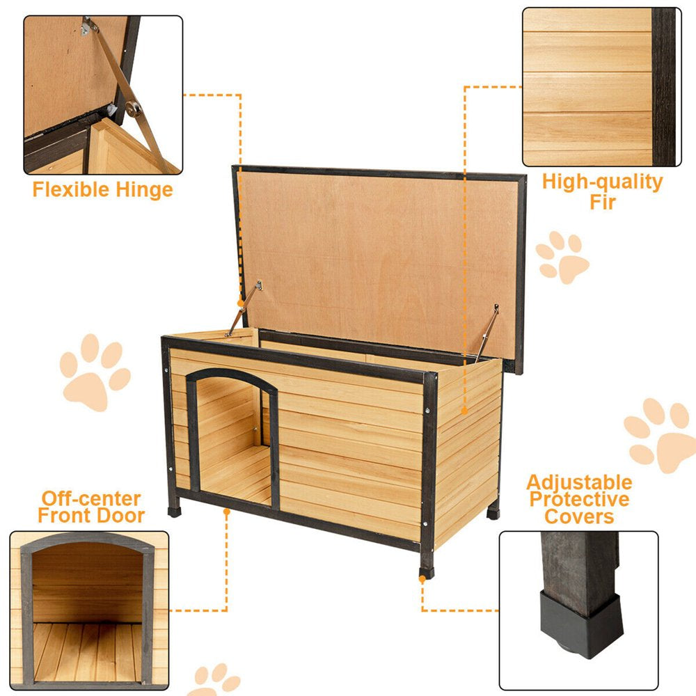 Gymax Extreme Weather-Resistant Log Cabin Wooden Dog House, Large Animals & Pet Supplies > Pet Supplies > Dog Supplies > Dog Houses Gymax   