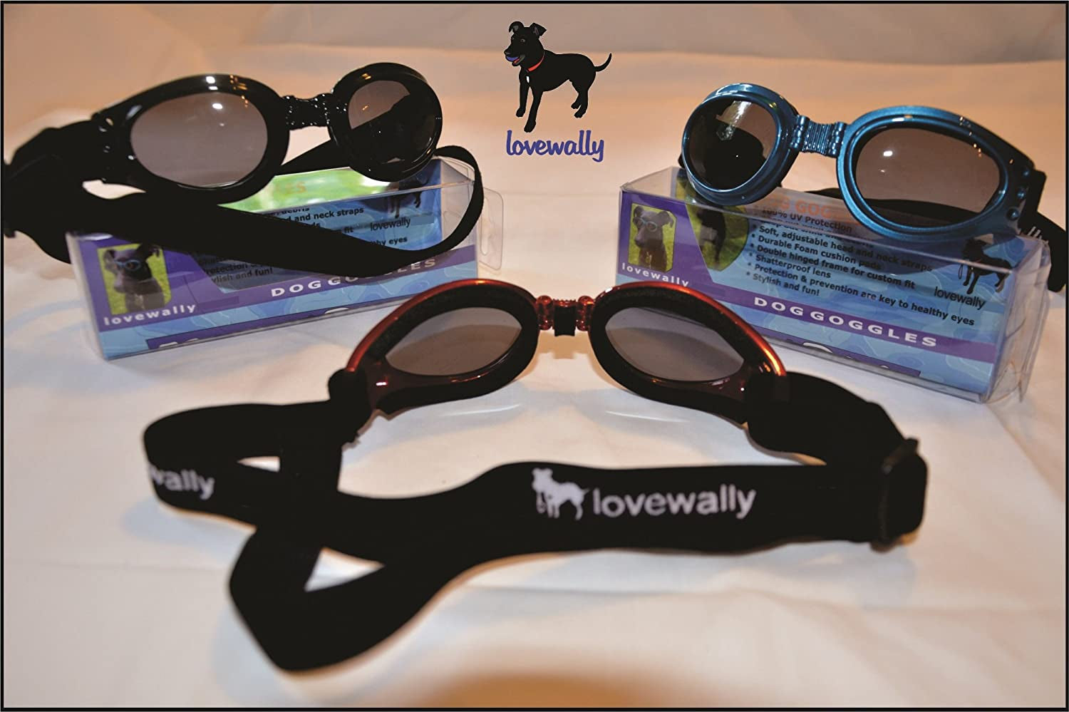 Lovewally Dog Goggles Red Sunglasses Shatterproof and 100& UV Protection Animals & Pet Supplies > Pet Supplies > Dog Supplies > Dog Apparel LoveWally   