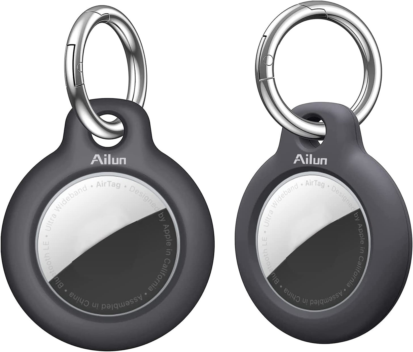 Ailun [2Pack] Hard PC Cover for Airtag,Shockproof Cover Loop with Keychain Ring Holder Skin Protector Protective Case Tracker Finder Locator Anti-Lost Protector Holder for Airtags,Wear-Resistant Black Electronics > GPS Accessories > GPS Cases Ailun Black  