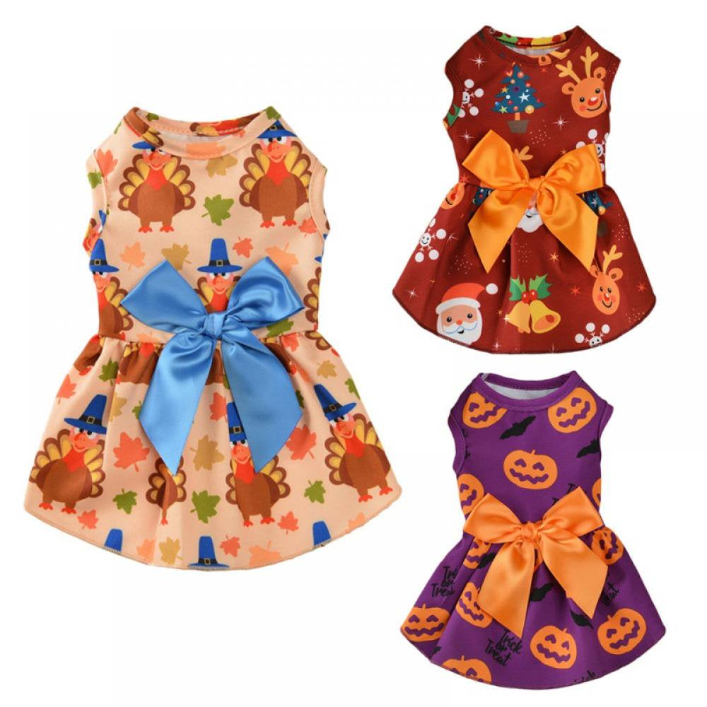 Topumt Halloween Dog Dress Puppy Dog Bowknot Princess Dress Pumpkin Bat Skull Pet Tutu Dress Dog Costume Apparel Clothes Costume for Small Dogs Cats Pet Animals & Pet Supplies > Pet Supplies > Dog Supplies > Dog Apparel Topumt   