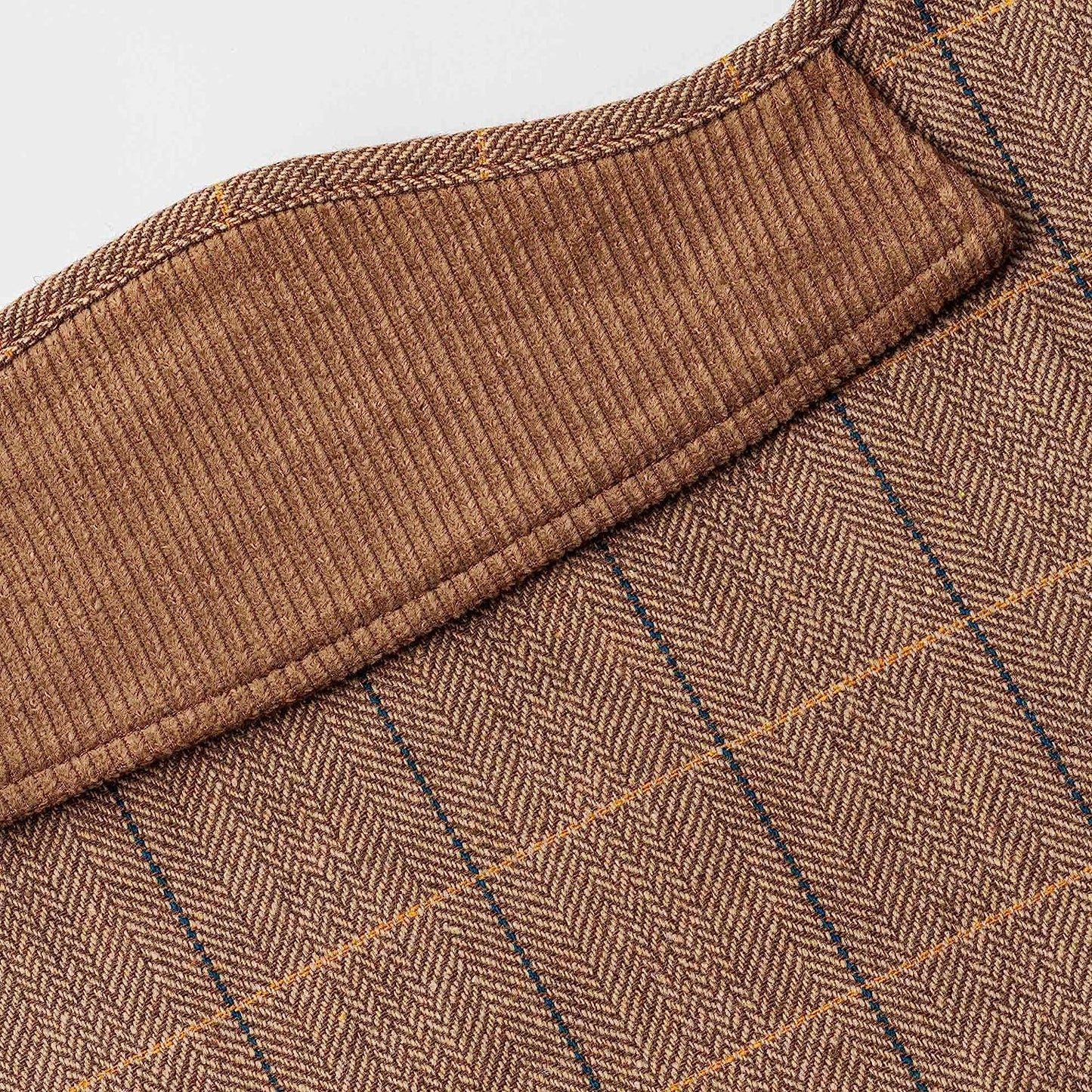 HUGO & HUDSON Dog Fleece Jacket - Clothing & Accessories for Dogs Winter Coats & Jackets with Adjustable Strap - Caramel Checked Herringbone Tweed - S Animals & Pet Supplies > Pet Supplies > Dog Supplies > Dog Apparel Hugo & Hudson   