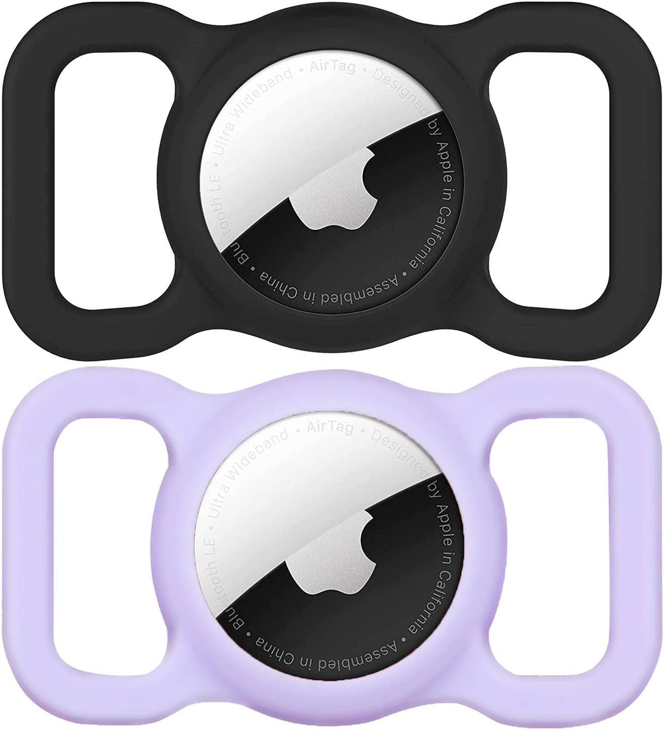 Airtag Dog Collar Holder(2 Pack) for Apple Airtags Anti-Lost Air Tag Holder Case Compatible with Cat Dog Collars (Black&White) Electronics > GPS Accessories > GPS Cases SWINCHO Purple&Black  