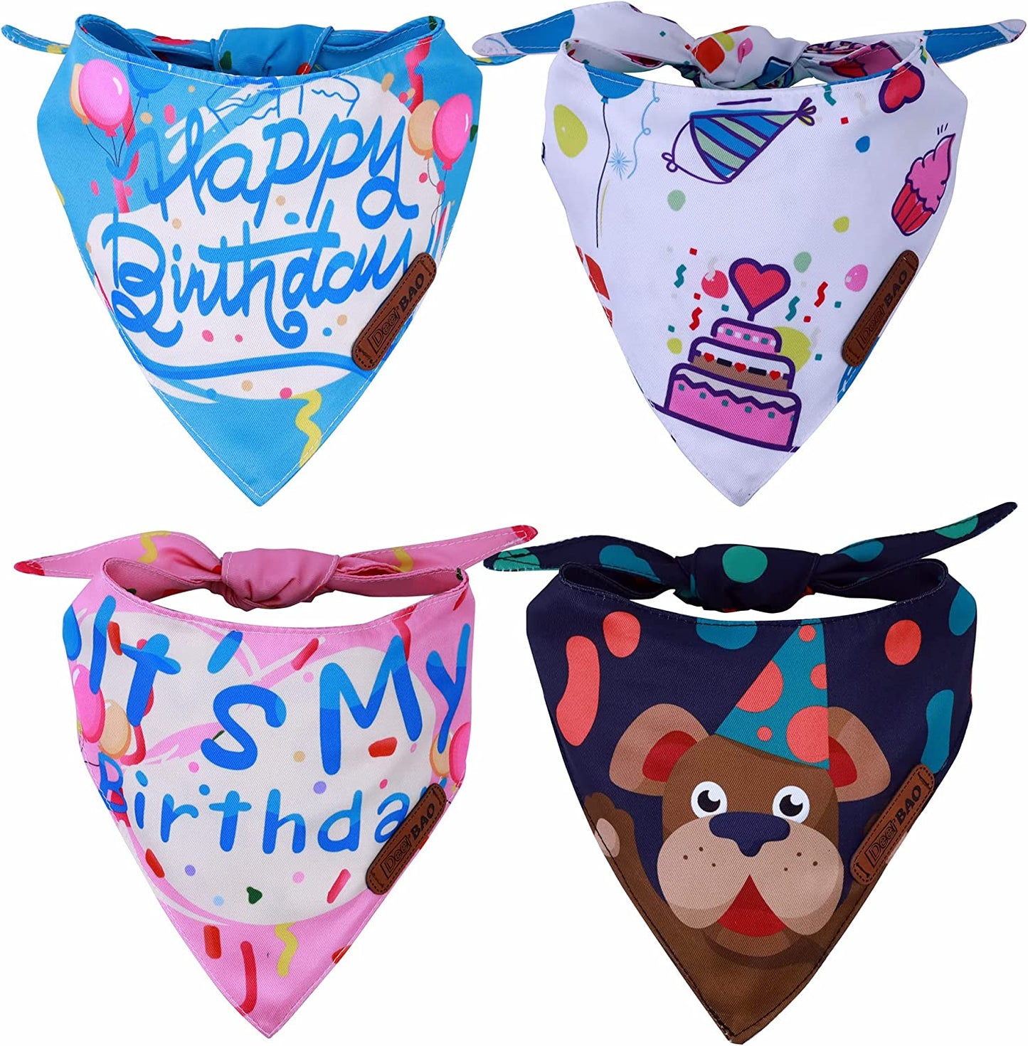 Deerbao Dog Bandanas 4Pack,Dog Scarf,Dog Bandanas Boygirl,Premium Durable Fabric,Adjustable Fit,Unique Shape,Suitable for All Kinds of Dogs,Provide Various Sizes (Large, Classic Plaid) Animals & Pet Supplies > Pet Supplies > Dog Supplies > Dog Apparel DeerBAO Birthday Party Large 