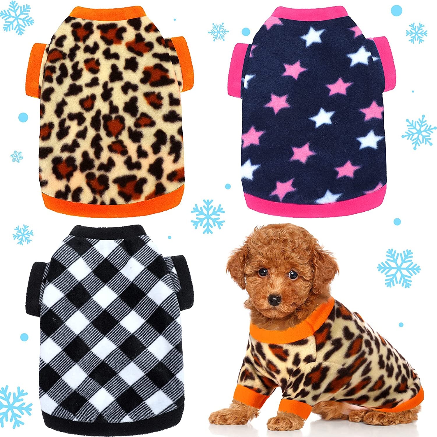 3 Pieces Winter Dog Clothes Warm Dog Shirts Soft Fleece Puppy Clothes Colorful Thickening Dog Pajamas Winter Outfits Dog Sweater for Small Pets Dog Cat Chihuahua Teddy, S Animals & Pet Supplies > Pet Supplies > Dog Supplies > Dog Apparel Xuniea Lovely Pattern S 