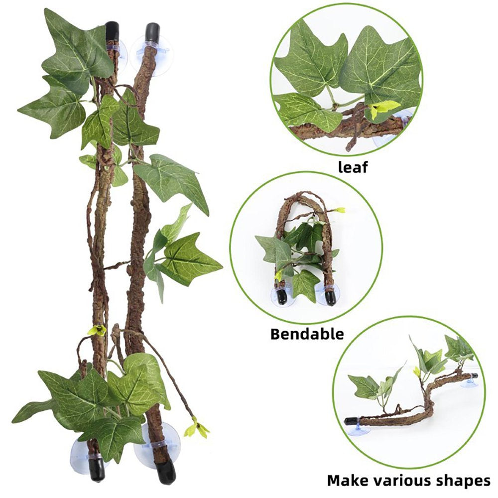 Artificial Reptiles Plants with Suction Cup for Amphibian Decoration Habitat