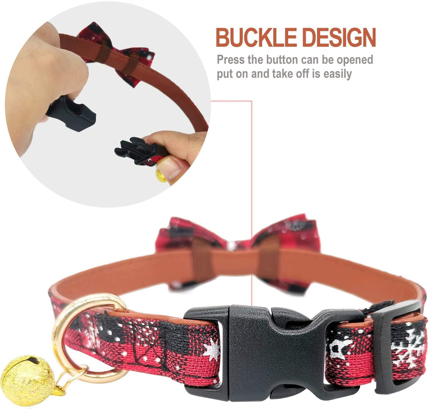 KUDES 2 Pack/Set Christmas Snowflake Dog Collars Breakaway with Bow Tie and Bells for Cat and Small/Medium/Large Pets, Red & Green M Animals & Pet Supplies > Pet Supplies > Dog Supplies > Dog Apparel Leegoo   