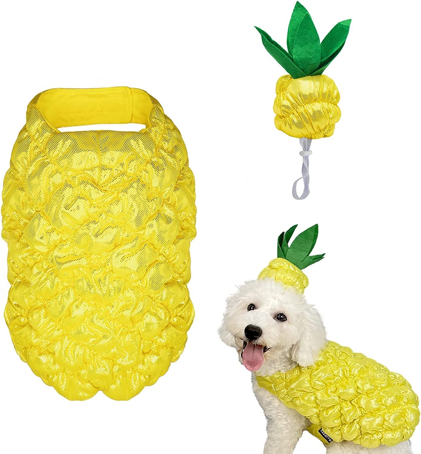 Cyeollo Dog Halloween Costume Pineapple Dress-Up Costumes Outfits Cosplay Funny Holiday Clothes for Small Dogs Size S