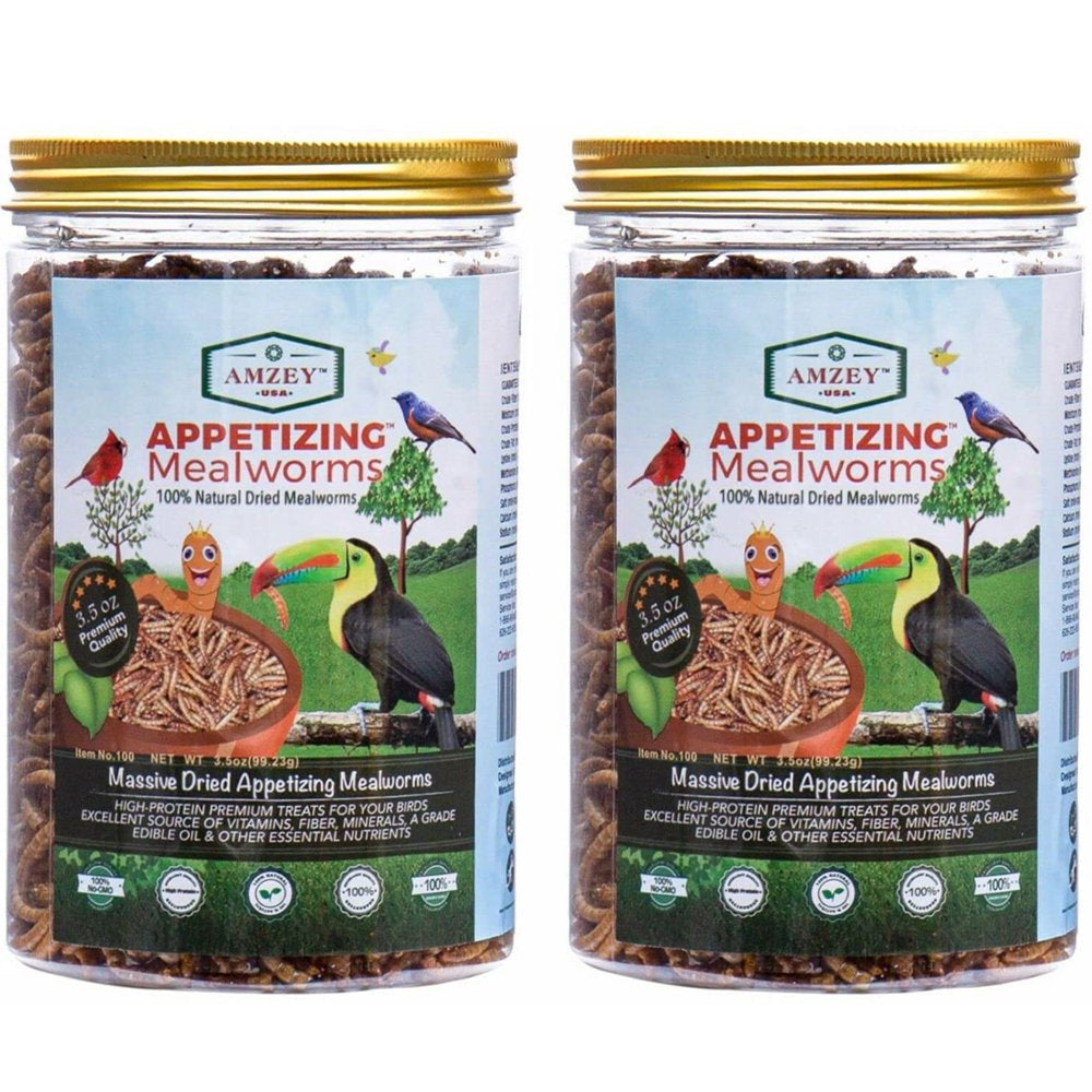 Amzey Freeze-Dried Appetizing Mealworms, 100% Natural Non GMO, Bird Food, Chickens Treats, Parakeet Food, Wild Birds Food, 22 Lbs（11 Lb/2Bags）