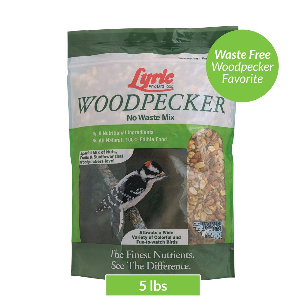 Lyric Woodpecker Wild Bird Seed - No Waste Bird Seed with Nuts, Fruit & Seeds - 5 Lb. Bag