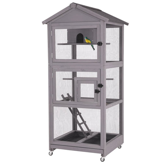 Morgete 71'' Large Wooden Birdcages with Stand, Movable Aviary Flight Cage for Parakeets, Cockatiel, Parrot, Finch, Canary Animals & Pet Supplies > Pet Supplies > Bird Supplies > Bird Cages & Stands Morgete Inc   