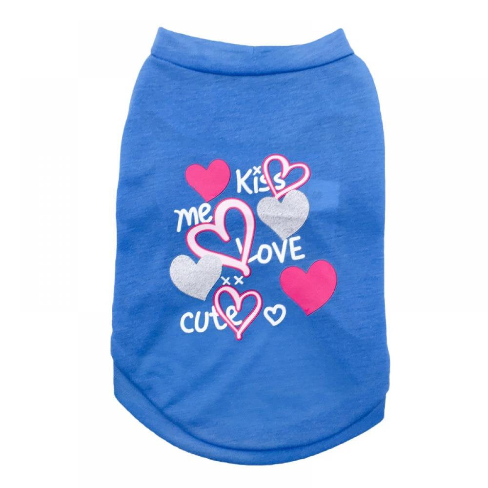 Pet Breathable Shirts Printed Puppy Shirts Pet Sweatshirt Cute Dog Apparel Puppy Dog Clothes Soft T-Shirt for Pet Dogs and Cats Animals & Pet Supplies > Pet Supplies > Cat Supplies > Cat Apparel Slopehill M Blue 
