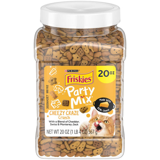 Friskies Cat Treats, Party Mix Cheezy Craze Crunch, 20 Oz. Canister Animals & Pet Supplies > Pet Supplies > Cat Supplies > Cat Treats Nestlé Purina PetCare Company 20 oz. 1 