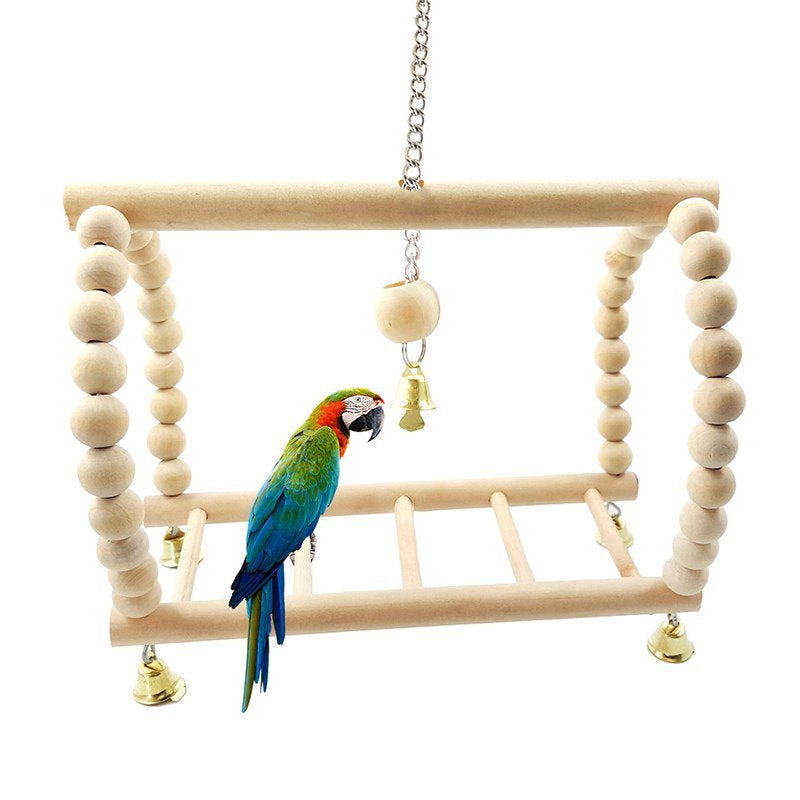 Hhdxre Pet Bird Cockatiel Parrots Suspension Bridge Perches Stand Platform Climbing Ladder Toy