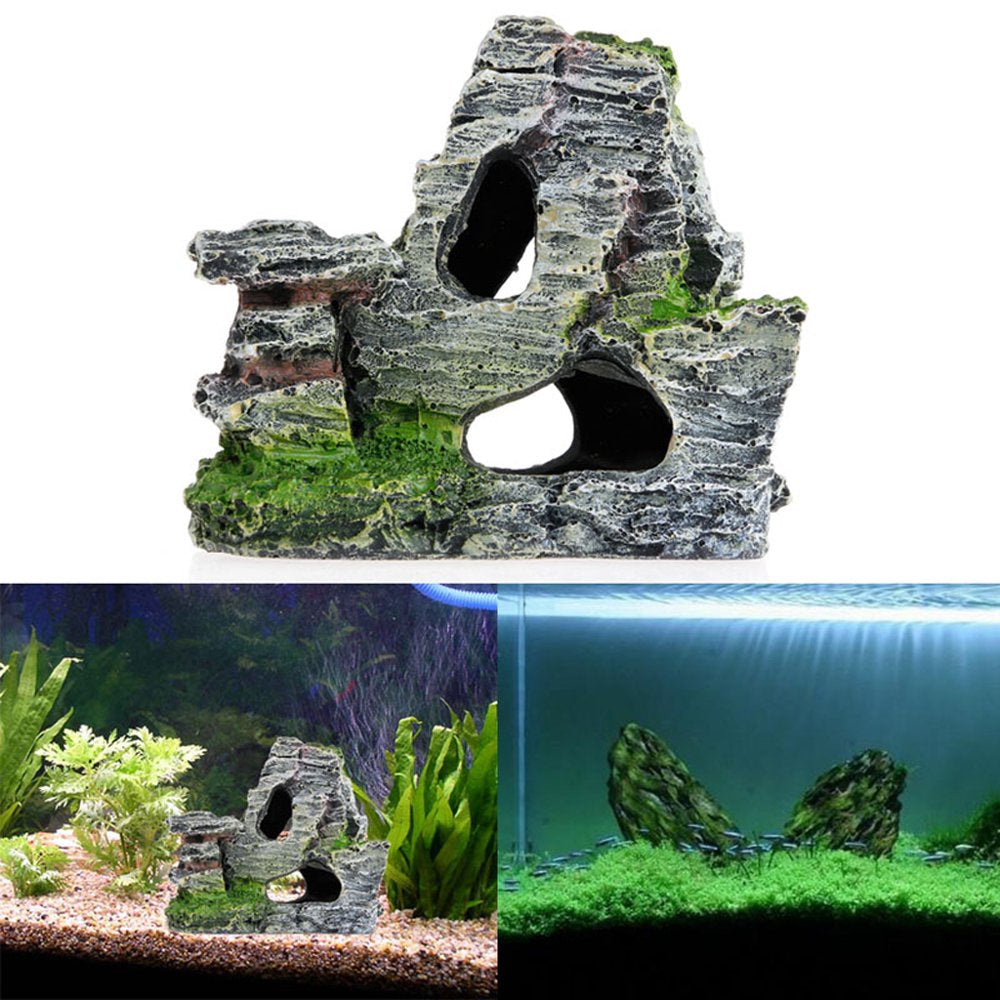 Mountain View Aquarium Rock Cave Tree Bridge Fish Tank Ornament Rockery Decor