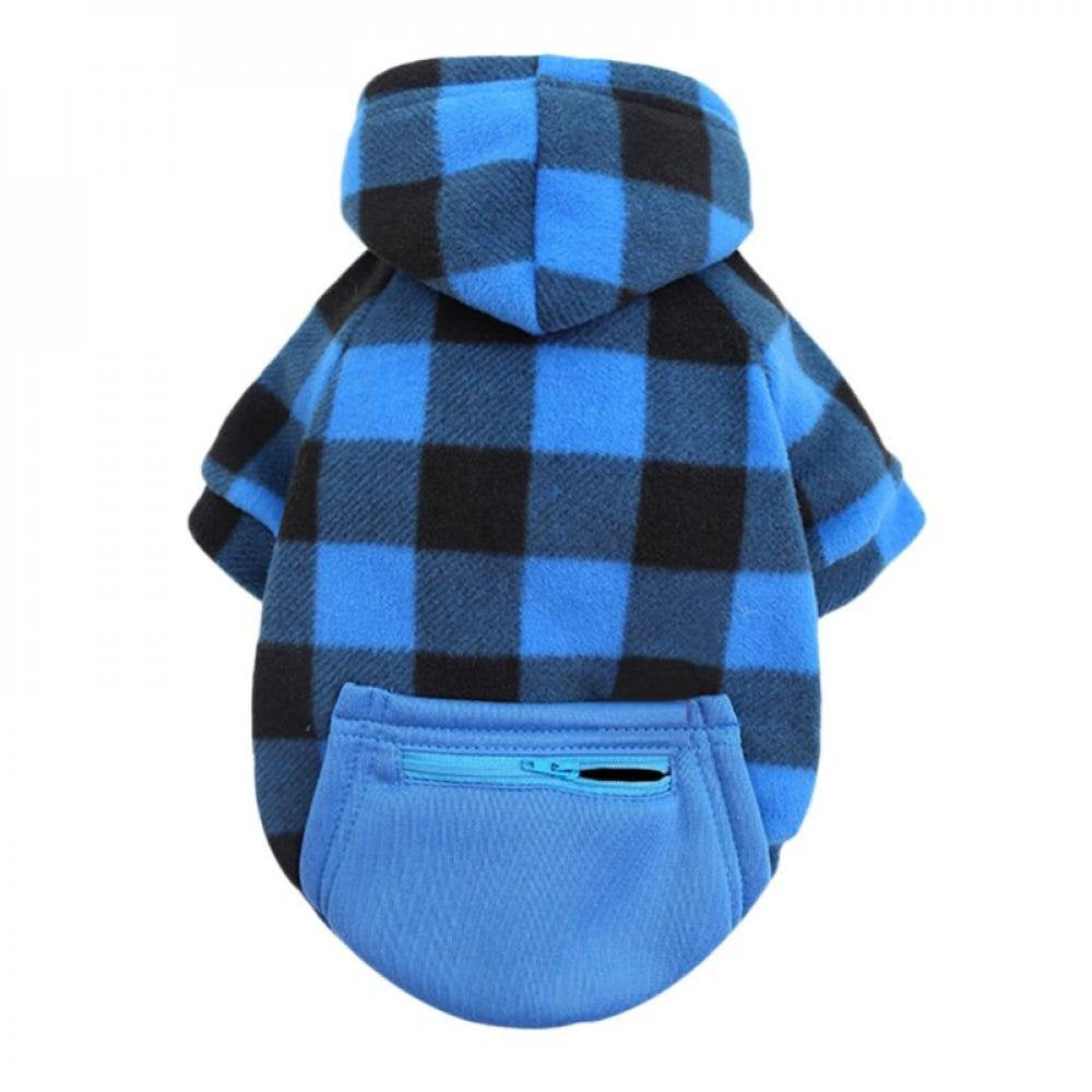 Promotion Clearance Cotton Dog Clothes Autumn Winter Warm Puppy Dog Hoodies Plaid Apparel Soft Hooded Coat for Small Medium Large Dogs Animals & Pet Supplies > Pet Supplies > Dog Supplies > Dog Apparel Elaydool L Blue 