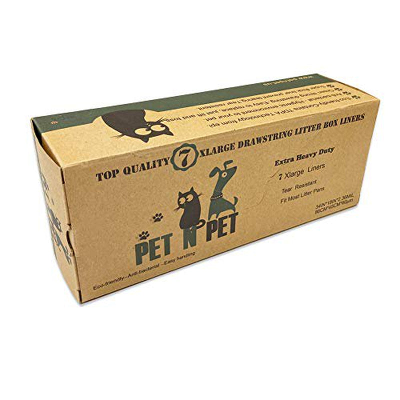 PET N PET Cat Litter Box Liners,Drawstring Litter Liner Bags for Litter Box, Extra Large Cat Litter Pan Liners,Heavy Duty Litter Liners Eco Friendly Pet Cat Supplie 7 Counts Animals & Pet Supplies > Pet Supplies > Cat Supplies > Cat Litter Box Liners PET N PET   