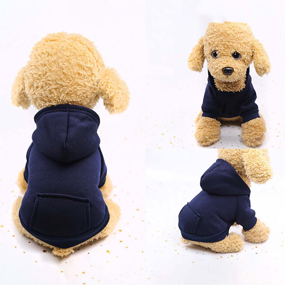 FAFWYP Dog Winter Sweatshirt Basic Pet Dogs Hoodie with Pocket, Solid Warm Puppy Sweater Clothes Soft Comfy Dog Jacket Windproof Coats, Pet Clothing Apparel for Dogs Cats Doggie Kitten Animals & Pet Supplies > Pet Supplies > Dog Supplies > Dog Apparel FAFWYP XL Dark Blue 
