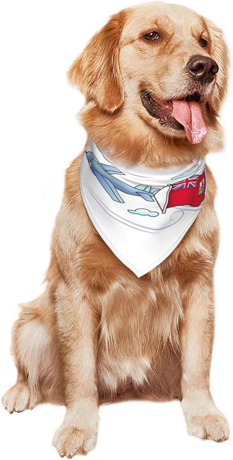 Airplane with Bermuda Flag Pet Dog and Cat Decorative Triangle Scarf,Dog Bandana,Breathable and Stain Resistant. Animals & Pet Supplies > Pet Supplies > Dog Supplies > Dog Apparel ZALTAS   