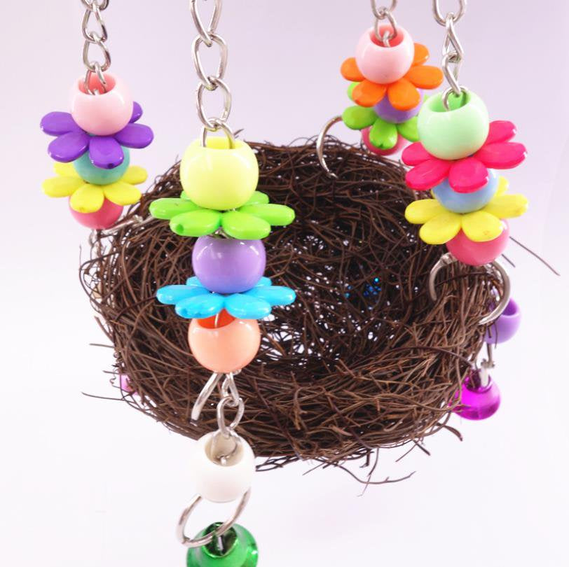 Rattan Birds Nest Toys,Parrot Hanging Swing Nest with Bells Bird Cage Accessories for Cockatoo Macaw African Grey Budgie Parakeet Cockatiel by TWSOUL Animals & Pet Supplies > Pet Supplies > Bird Supplies > Bird Cage Accessories TWSOUL   