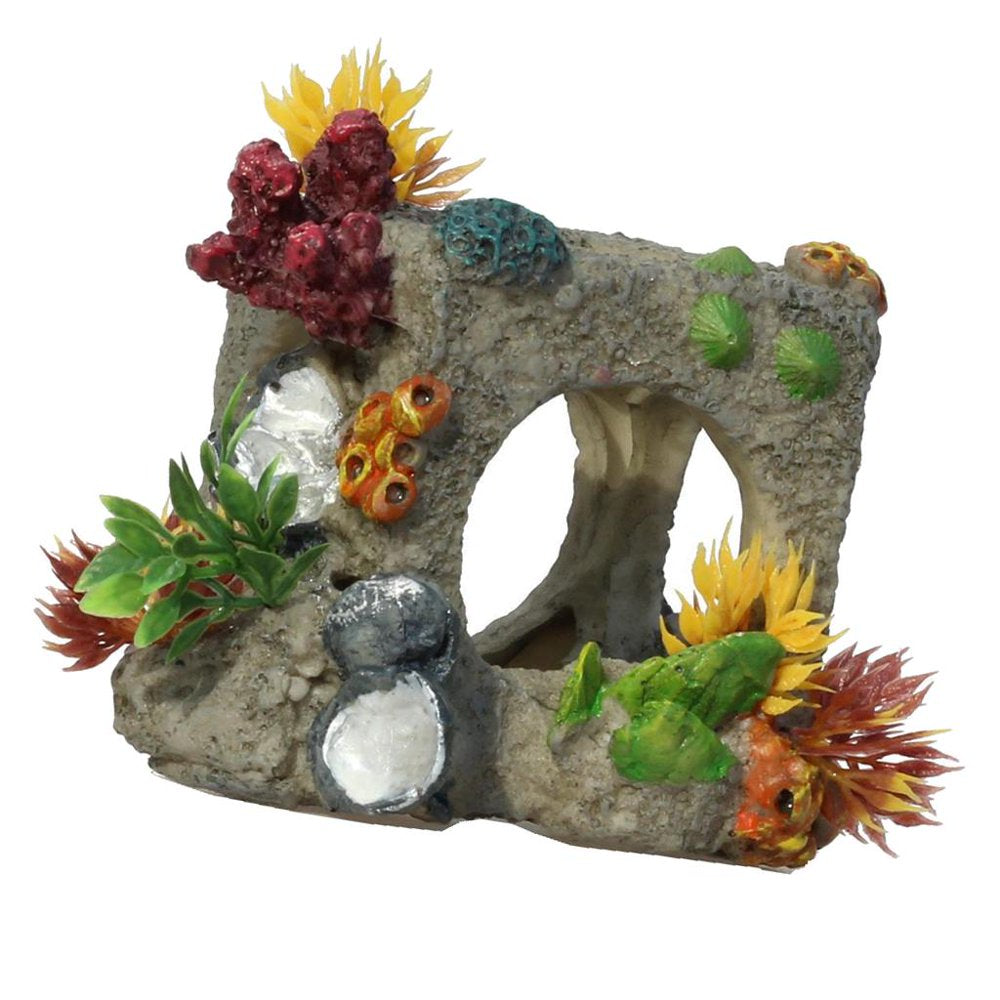 Water Grass Rockwork Model Reptile Cave, Resin Hiding Habitat Aquarium Terrarium Decoration Ornament for Small Lizards Turtles Amphibians Fish Animals & Pet Supplies > Pet Supplies > Small Animal Supplies > Small Animal Habitat Accessories DYNWAVE   