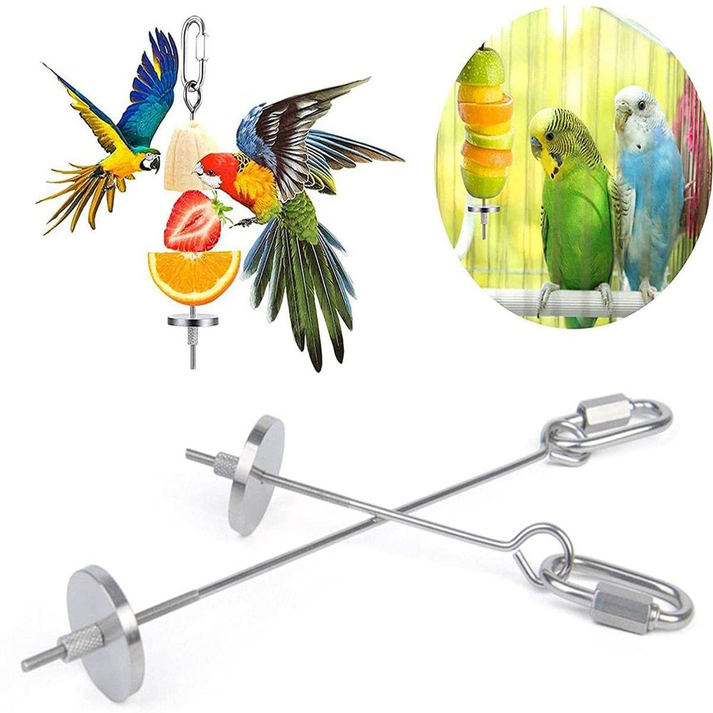 WESTOCEAN Cockatiel Foraging Toy Parakeet Stainless Steel Cage Accessories Vegetable Skewer Parrot Feeder Bird Food Holder Fruit Stick(S) Animals & Pet Supplies > Pet Supplies > Bird Supplies > Bird Cage Accessories WESTOCEAN   