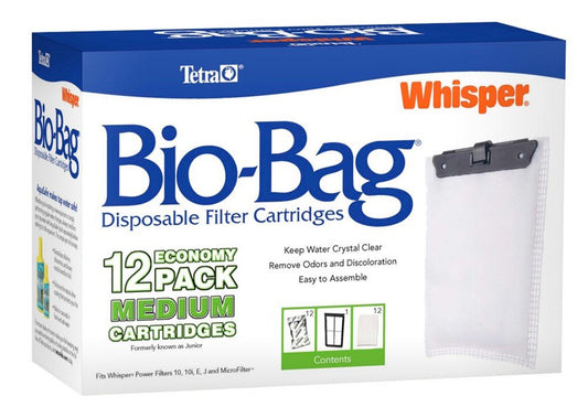 Tetra Whisper Bio-Bag Disposable Filter Cartridges for Aquariums, 12 Count, Medium, Unassembled Animals & Pet Supplies > Pet Supplies > Fish Supplies > Aquarium Filters Central Pet Distribution   