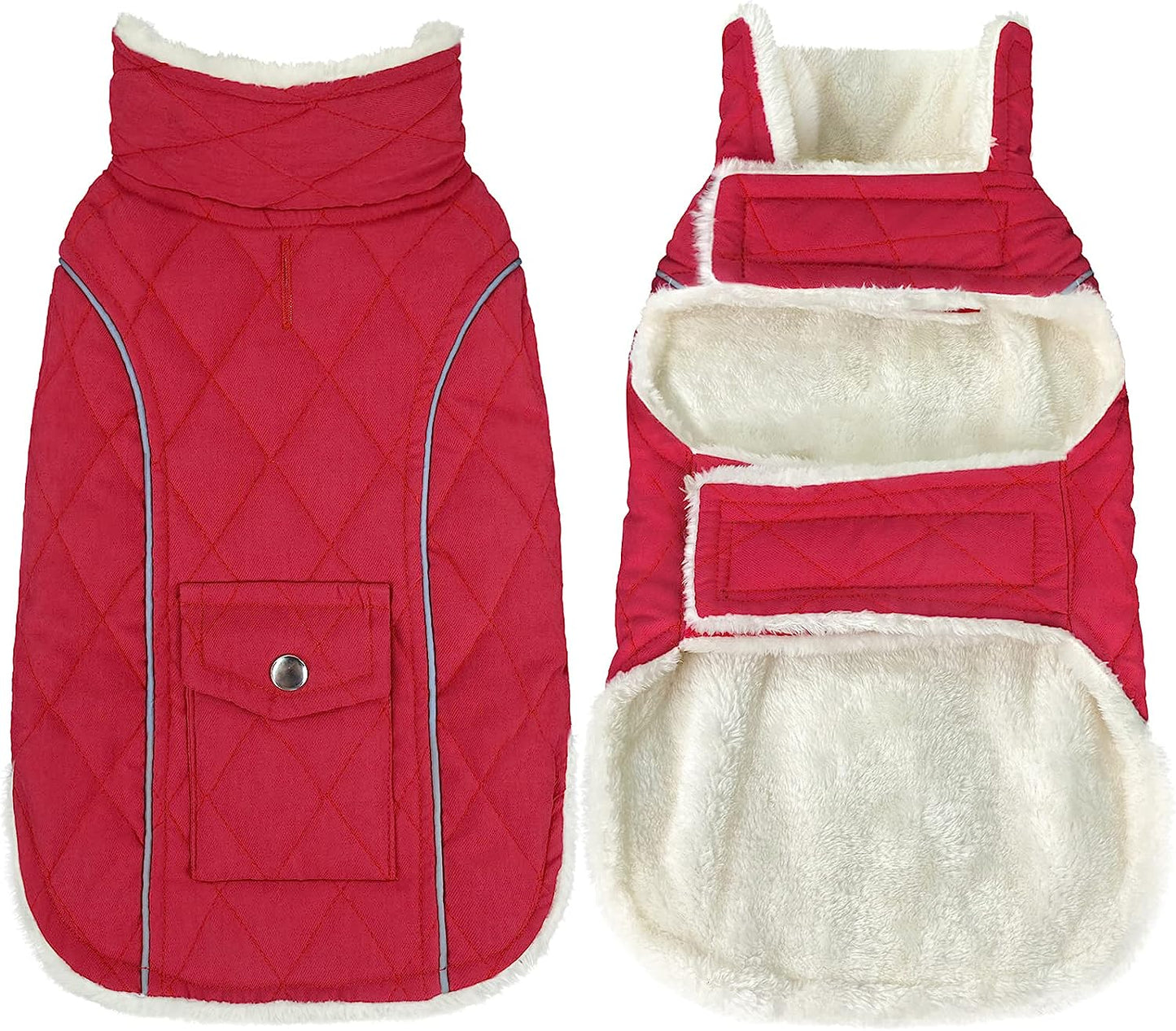 Malier Dog Winter Coat, Windproof Dog Cold Weather Coats with Real Pocket, Winter Dog Extra Warm Coat Dog Fleece Jacket Reflective Dog Clothes for Small Medium Large Dogs and Puppy (Medium, Green) Animals & Pet Supplies > Pet Supplies > Dog Supplies > Dog Apparel Malier Red Medium 