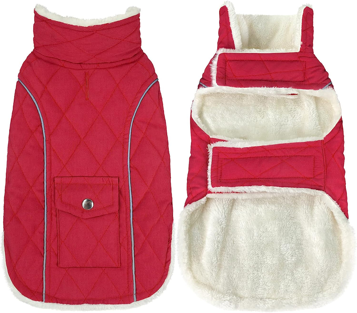 Malier Dog Winter Coat, Windproof Dog Cold Weather Coats with Real Pocket, Winter Dog Extra Warm Coat Dog Fleece Jacket Reflective Dog Clothes for Small Medium Large Dogs and Puppy (Medium, Green) Animals & Pet Supplies > Pet Supplies > Dog Supplies > Dog Apparel Malier Red Medium 