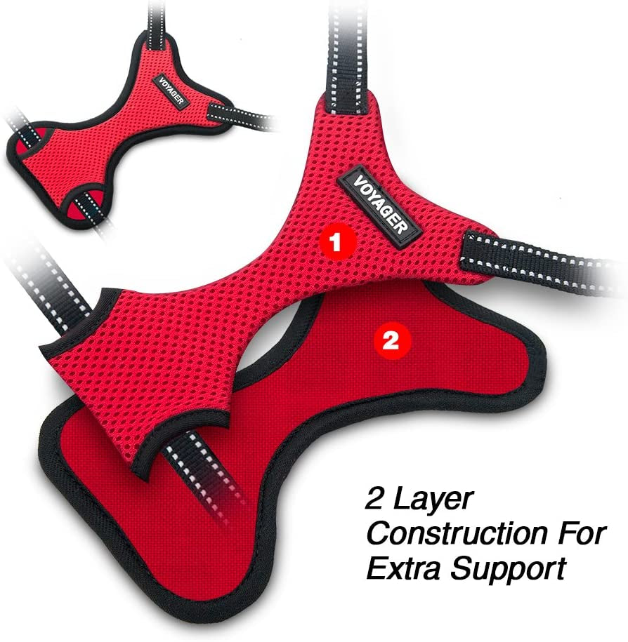 Best Pet Supplies Voyager Adjustable Dog Harness with Reflective Stripes for Walking, Jogging, Heavy-Duty Full Body No Pull Vest with Leash D-Ring, Breathable All-Weather - Harness (Red), M Animals & Pet Supplies > Pet Supplies > Dog Supplies > Dog Apparel Best Pet Supplies, Inc.   