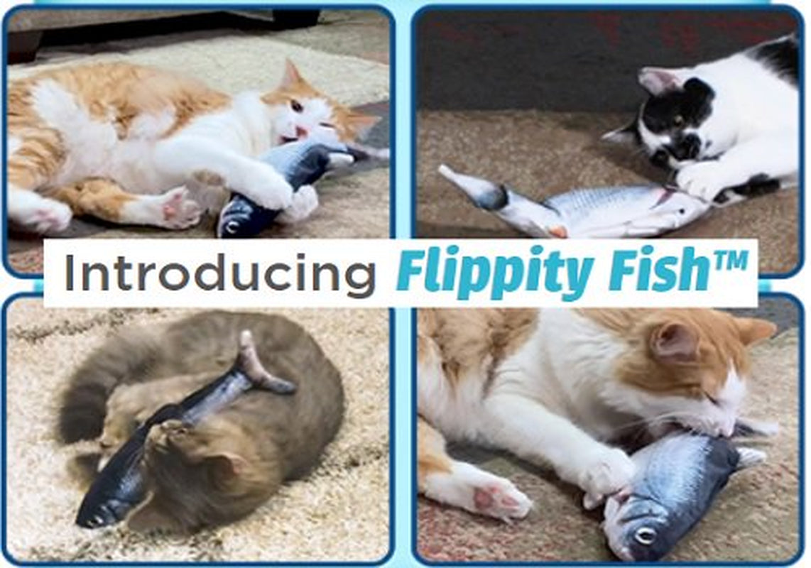 Flippity Fish Cat Toy, Interactive Cat Toy, Flips, Flops & Wiggles like a Real Fish, Motion Activated, Cat Fun, Exercise for Cats, Includes Catnip, Helps Stop Clawing & Scratching, Animal Toys Animals & Pet Supplies > Pet Supplies > Cat Supplies > Cat Toys As Seen on TV   