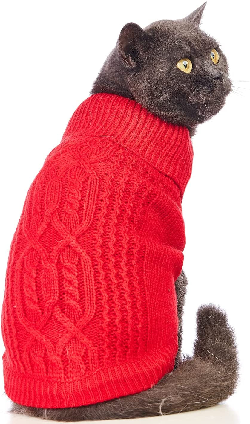 Jnancun Cat Sweater Turtleneck Knitted Sleeveless Cat Clothes Warm Winter Kitten Clothes Outfits for Cats or Small Dogs in Cold Season (Medium, Purple) Animals & Pet Supplies > Pet Supplies > Dog Supplies > Dog Apparel Jnancun Red X-Small 