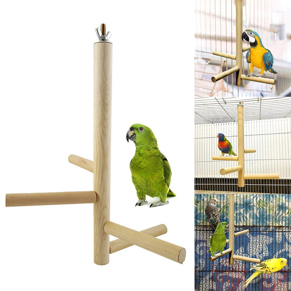 Visland Bird Perch Stand Perch Natural Wood Rod Bird Toys Swing Tools Cage Accessories Exercise Toys Sticks Multi Functional Bird Supplies Wood Perch Rod Stand for Parrot Canary Animals & Pet Supplies > Pet Supplies > Bird Supplies > Bird Cage Accessories Visland   