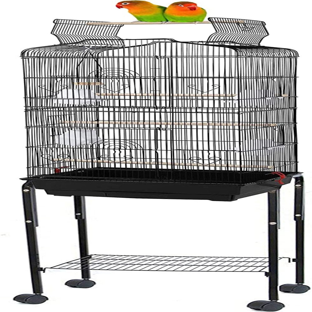 Canary Parakeet Cockatiel Lovebird Finch Bird Cage with Stand --18X14X60Black
