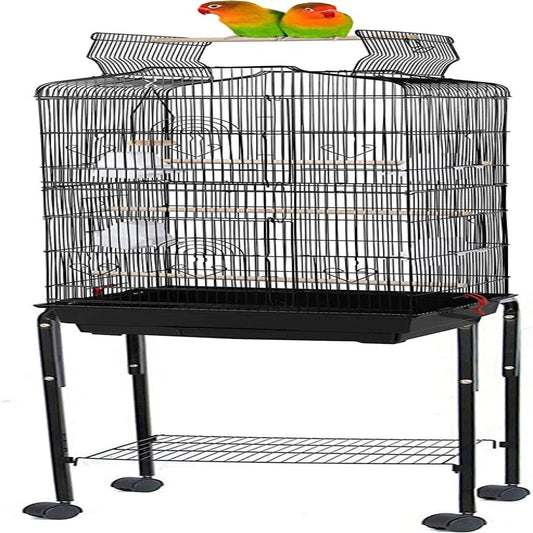 Canary Parakeet Cockatiel Lovebird Finch Bird Cage with Stand --18X14X60Black