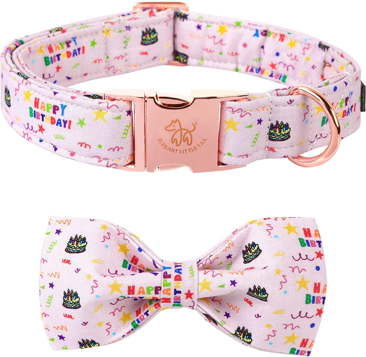 Elegant Little Tail Dog Collar with Bow, Lucky Clover Bow Tie Dog Collar, Cute Dog Bowtie Pet Gift Dog Collar for Medium Dogs Animals & Pet Supplies > Pet Supplies > Dog Supplies > Dog Apparel Elegant little tail Pink Cake Small (Pack of 1) 