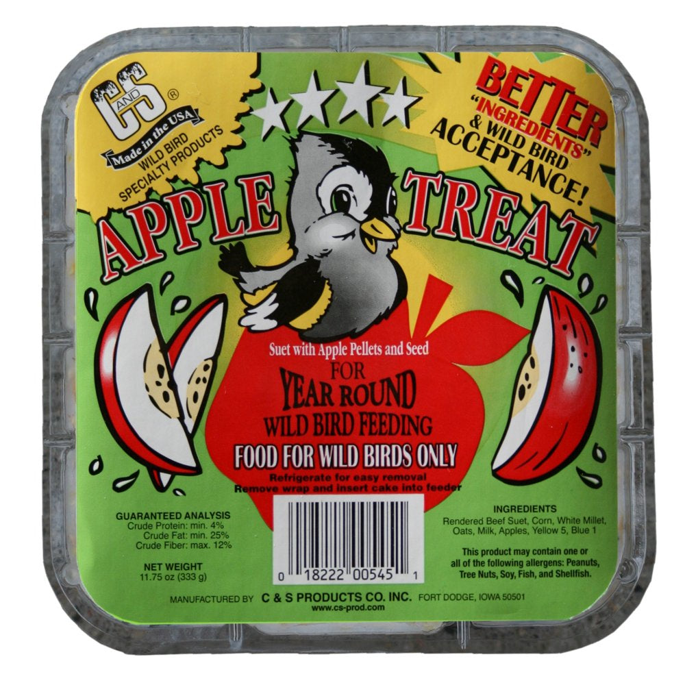 C&S Products Apple Treat Suet, for Year round Feeding, 11.75 Oz Cake, Wild Bird Food Animals & Pet Supplies > Pet Supplies > Bird Supplies > Bird Treats Central Garden and Pet   