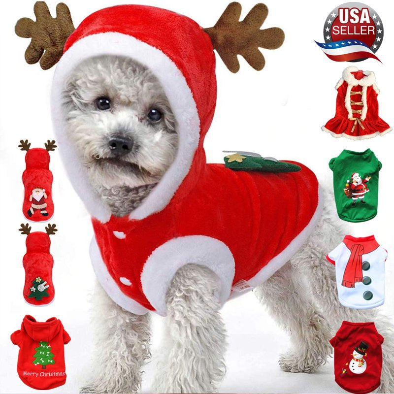 Pet Dog Santa Christmas Sweater Clothes T-Shirt Puppy Cat Pullover Hoodies Costume Animals & Pet Supplies > Pet Supplies > Cat Supplies > Cat Apparel Magicfly   