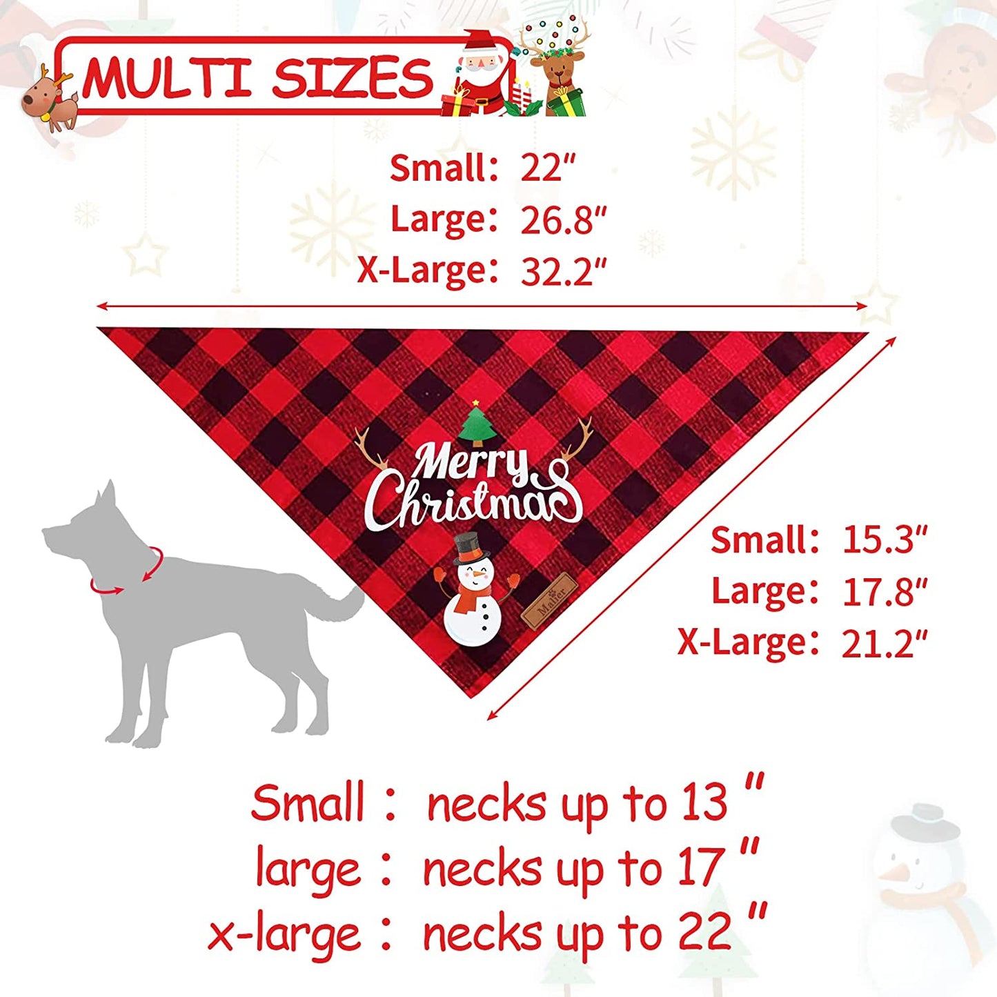 Malier 2 Pack Christmas Dog Bandana, Classic Red Green Buffalo Plaid Dog Bandana Pets Scarf Triangle Bibs Kerchief Set Pet Costume Outfit Accessories for Small Medium Large Dogs Cats Pets (Large) Animals & Pet Supplies > Pet Supplies > Dog Supplies > Dog Apparel Malier   