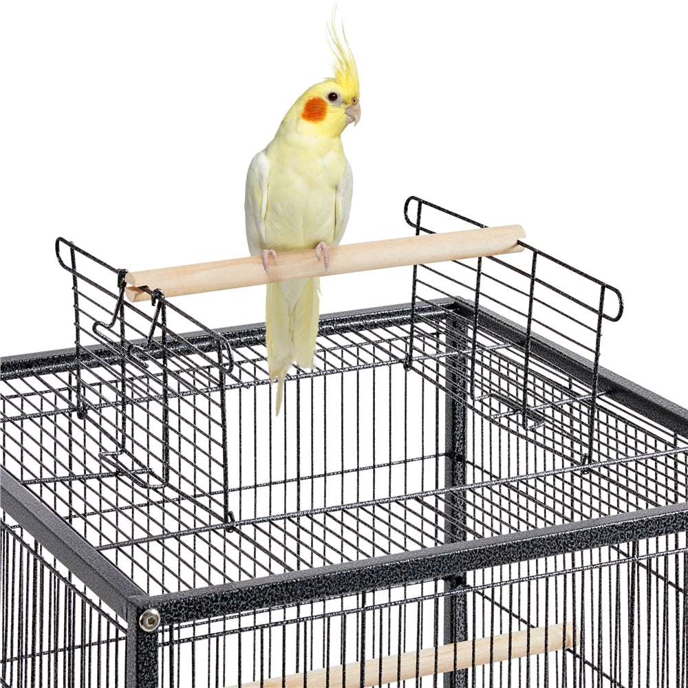 Topeakmart 40" H Wrought Iron Birdcage Open-Top Parrot Cage with Rolling Stand Black Animals & Pet Supplies > Pet Supplies > Bird Supplies > Bird Cages & Stands Topeakmart   