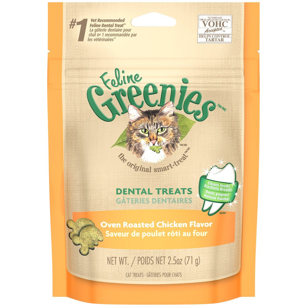 Feline Greenies Dental Natural Cat Treats, Oven Roasted Chicken Flavor, 2.5 Oz. Pouch Animals & Pet Supplies > Pet Supplies > Cat Supplies > Cat Treats Mars Petcare 2.5 oz  